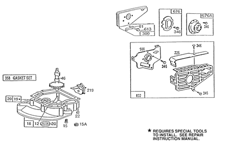 Sump Base, Mufflers Diagram and Parts List for 91708-0124-01  Briggs and Stratton Engine